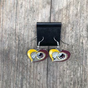 Washington Redskins heart earrings